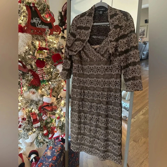 Cachet Formal Sequins Formal Dress With Shaw ‎ size 14. browng/gold - Picture 1 of 13